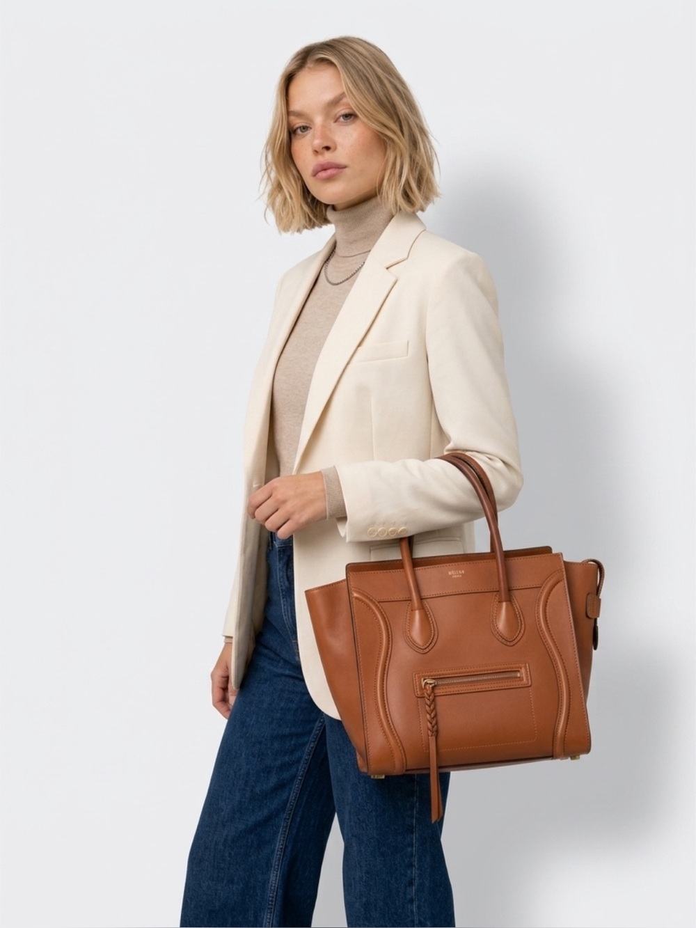 Celine Small Square Luggage Phantom Tote in Brown Leather 169953LCD.04LU